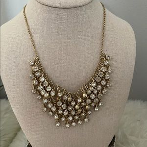 Banana Republic Gold Jeweled Chandelier Necklace